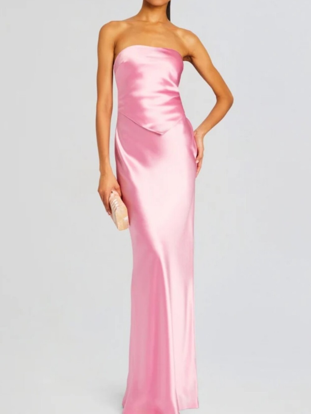 Retrofete Skye Strapless Satin Column Gown in Pink size XL new with tags